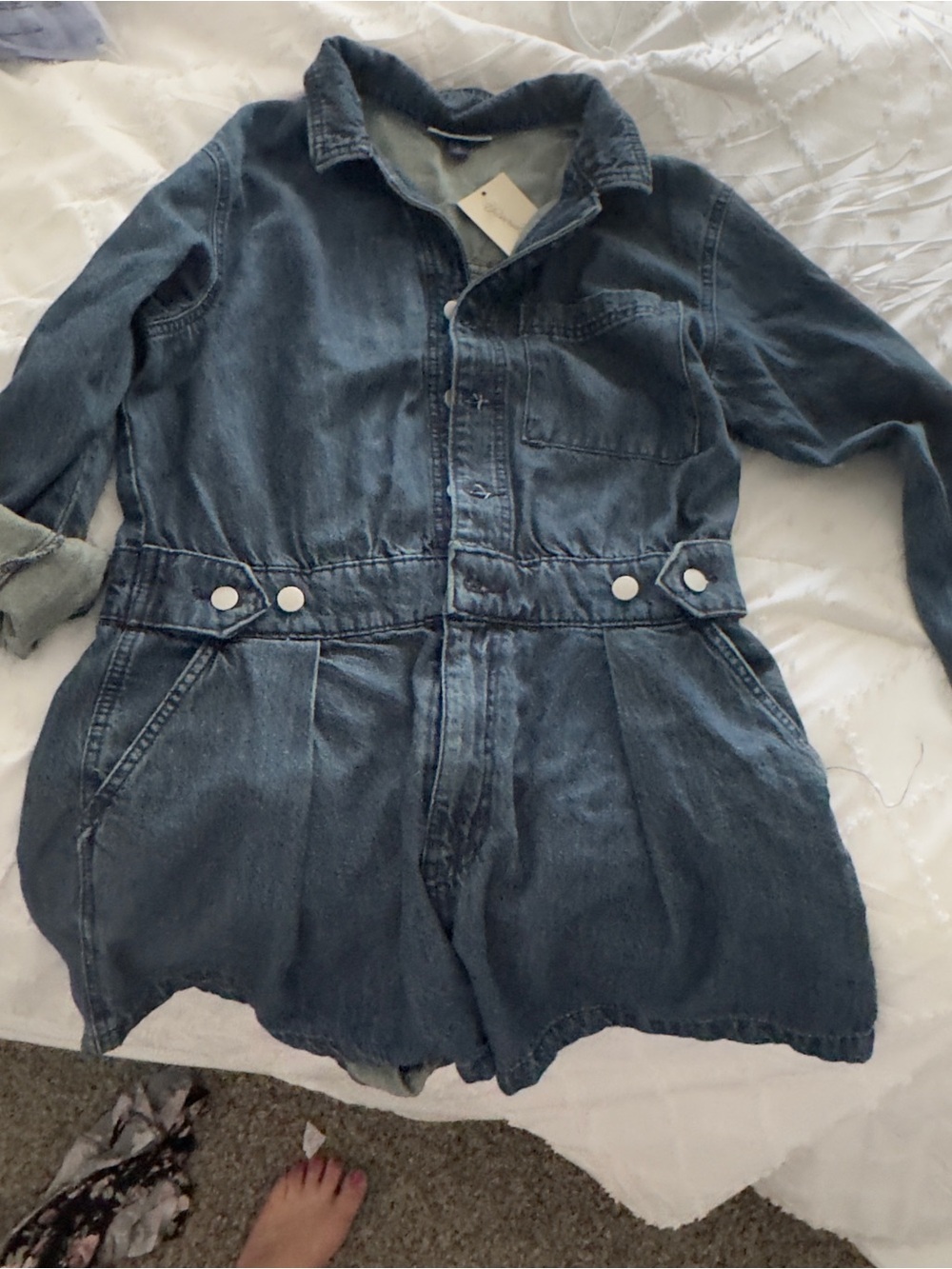Womens Denim Jacket Romper - Blue